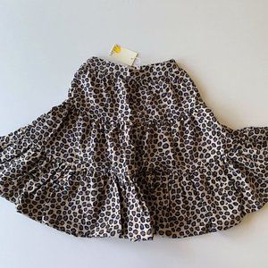 Mini Boden Girl Leopard Print French Terry Three Tiered Midi Skirt 6-7 6 years